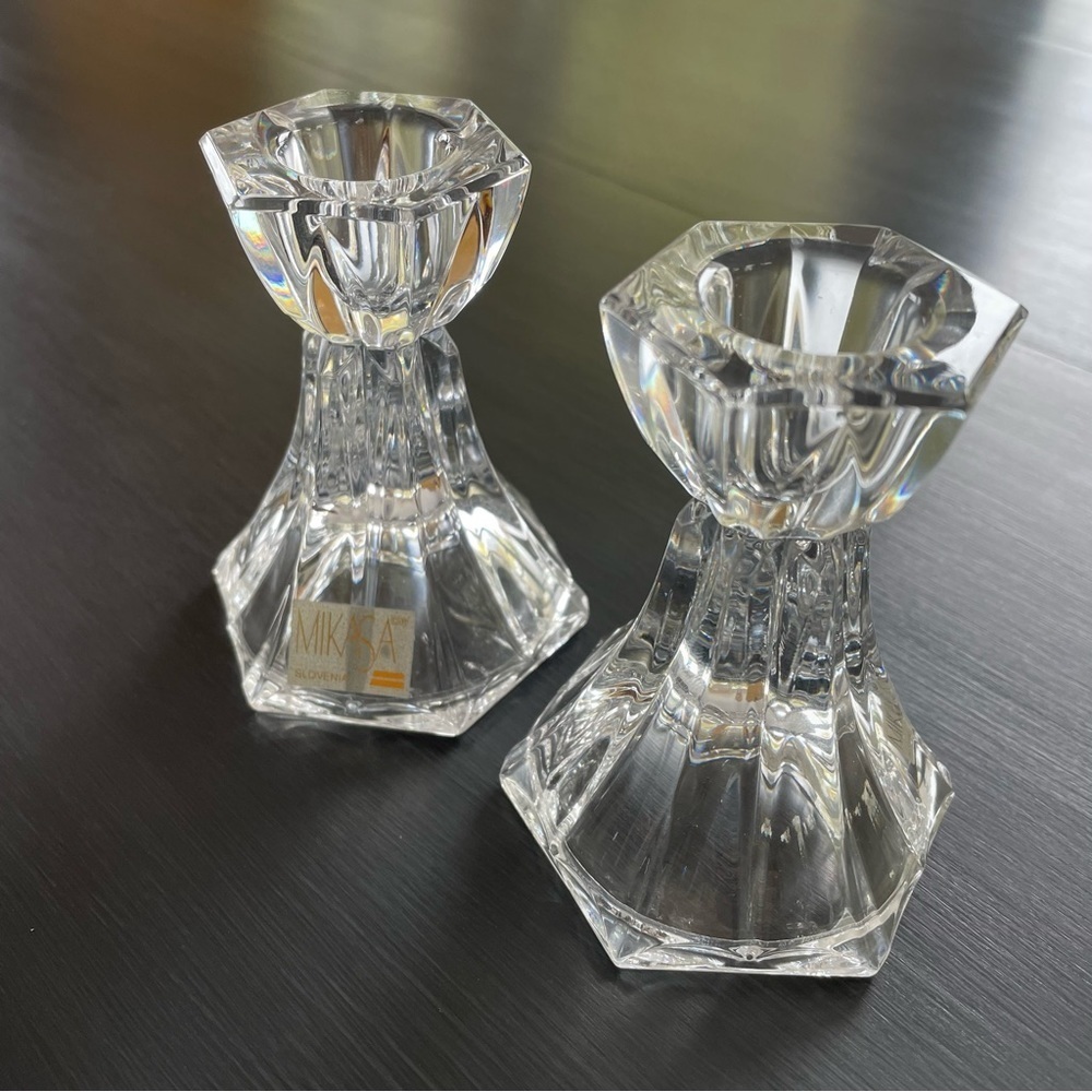 Mikasa Slovenia Heavy Crystal Candle Holders